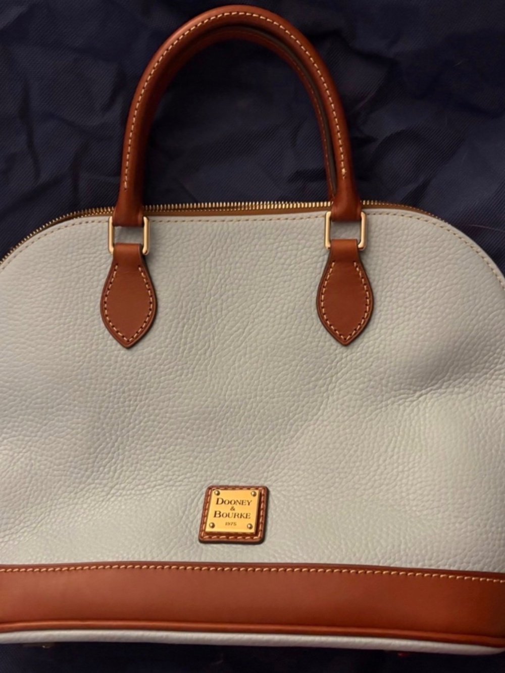 Dooney and Bourke Pebble Grain Zip Zip Satchel Pale Blue